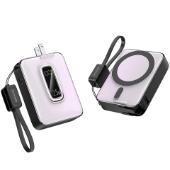 18W 10000mAh Wireless Charger Power Bank With LED Display Screen Lanyard