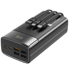 30000mAh Portable Power Bank Build In Three Charging Cable LED Power Display