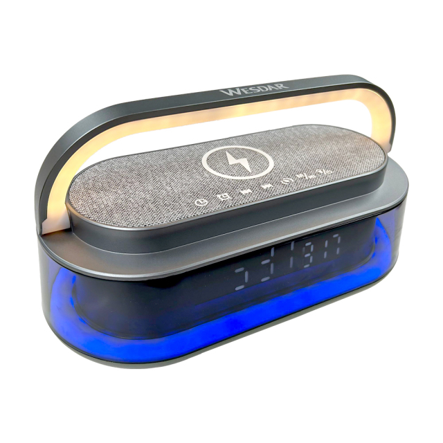 15w Wireless Charger Bluetooth Speaker RGB LED Light Alarm White Noise