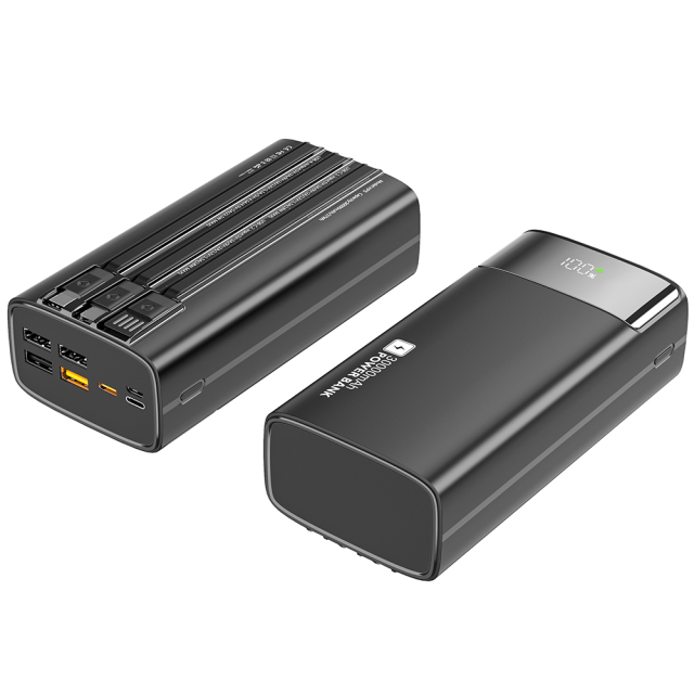 30000mAh Portable Power Bank Build In Three Charging Cable LED Power Display