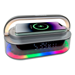 15w Wireless Charger Bluetooth Speaker RGB LED Light Alarm White Noise