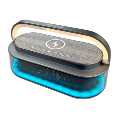 15w Wireless Charger Bluetooth Speaker RGB LED Light Alarm White Noise