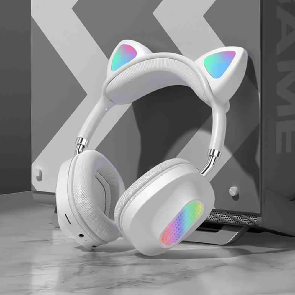 Foldable Cat Ear TWS Wireless Bluetooth Headsets LED Battery Indicator