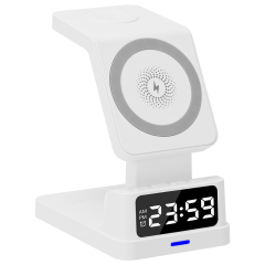 15W Magnetic Wireless Charger Digital Display 4-in-1 Charging Stand