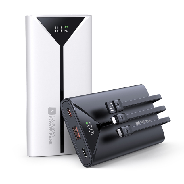10000mAh Power Bank With Three Types of Charging Cable With LED Power Display