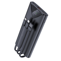 10000mAh Power Bank With Three Types of Charging Cable With LED Power Display