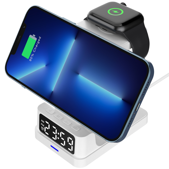 15W Magnetic Wireless Charger Digital Display 4-in-1 Charging Stand