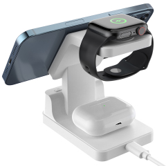 15W Magnetic Wireless Charger Digital Display 4-in-1 Charging Stand