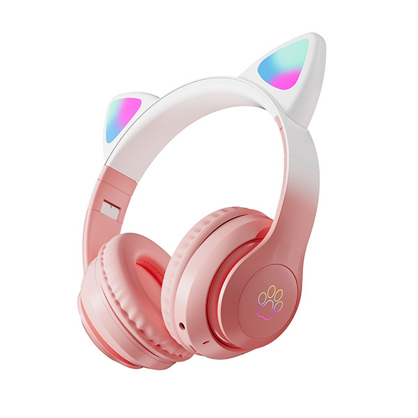 Stylish Cat Over-Ear Gaming Wireless Headphone With RGB Light