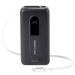 Power Bank 20000mah LED Screen with Retractable Type-C Charging Cable