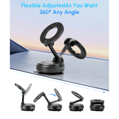 Wesdar Suction Cup Magnetic Car Phone Holder -360° Rotating Foldable Dashboard Mount for All Smartphones