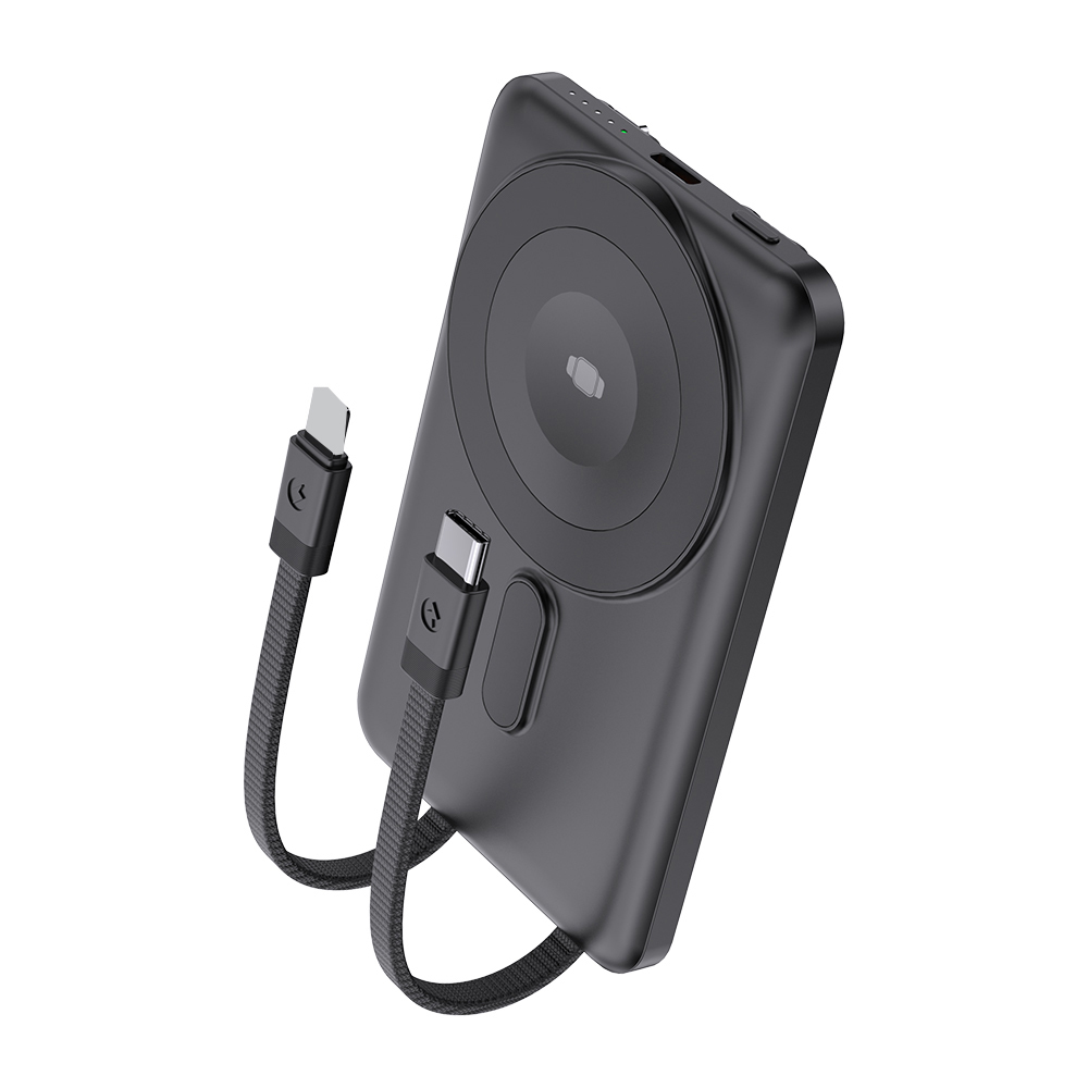 Wireless Charger Power Bank 5000mAh with Built-in Charging Cable