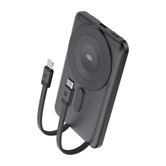 Wireless Charger Power Bank 5000mAh with Built-in Charging Cable