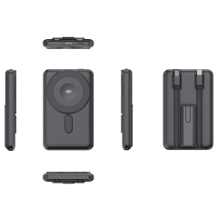 Wireless Charger Power Bank 5000mAh with Built-in Charging Cable