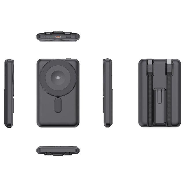 Wireless Charger Power Bank 5000mAh with Built-in Charging Cable