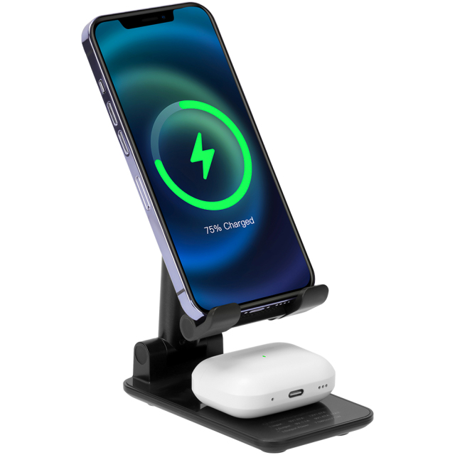 2 In 1 Foldable Magnetic 5W 10W 15W Wireless Charger Stand