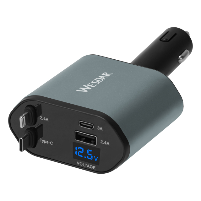 Wesdar Deep Air Grey Car Phone Charger 66w With Two Cable (CE Certificate)