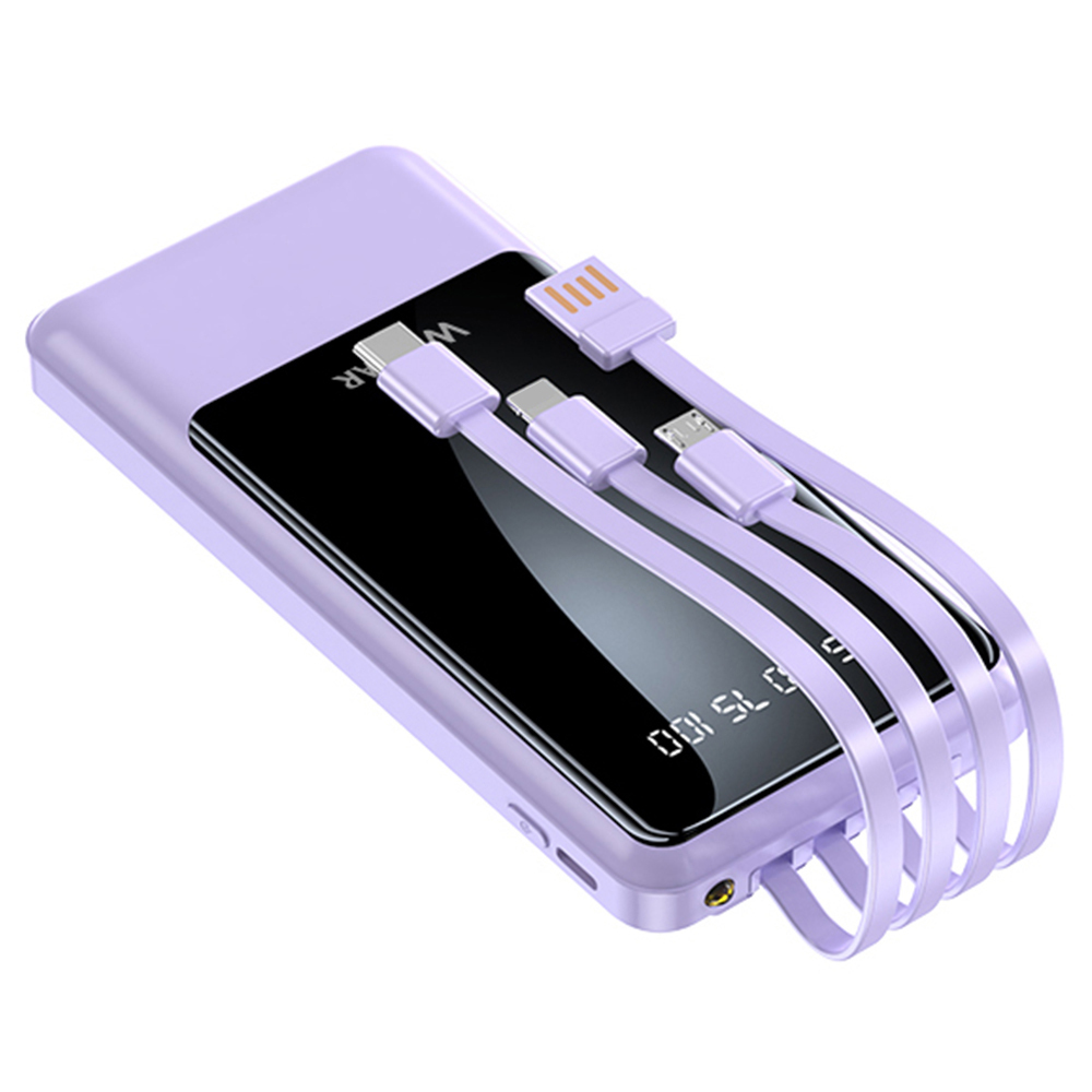 10000mah Portable Power Bank Build In Four Charging Cable