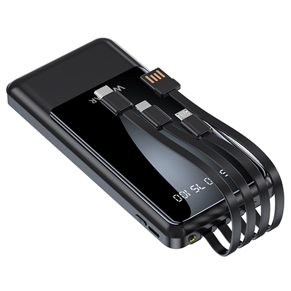 10000mah Portable Power Bank Build In Four Charging Cable