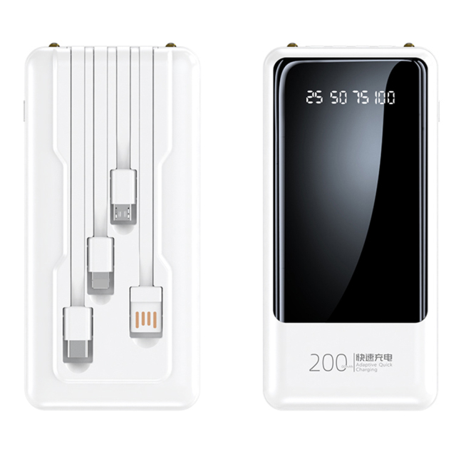 10000mah Portable Power Bank Build In Four Charging Cable