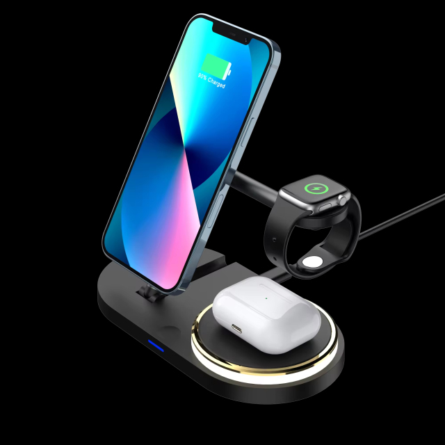 5 In 1 15w Wireless Charger Stand for Phone/Watch/Earbuds Durable Plastic Material