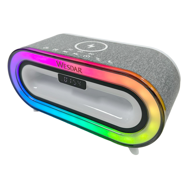 Wireless Charging Speaker with RGB Light 1200mAh Phone Charger
