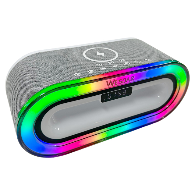 Wireless Charging Speaker with RGB Light 1200mAh Phone Charger