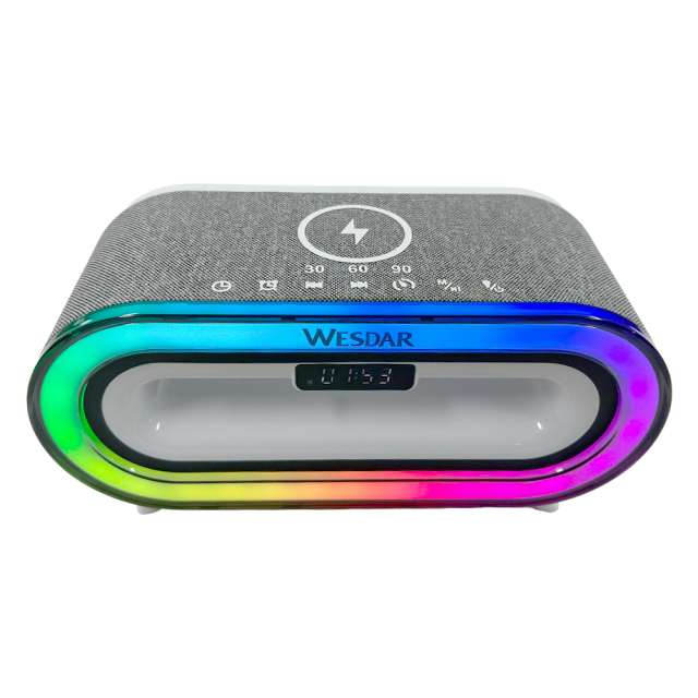 Wireless Charging Speaker with RGB Light 1200mAh Phone Charger
