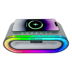 Wireless Charging Speaker with RGB Light 1200mAh Phone Charger