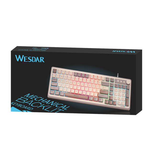 Wesdar 98-Keys Wired Keyboard with Colored Light