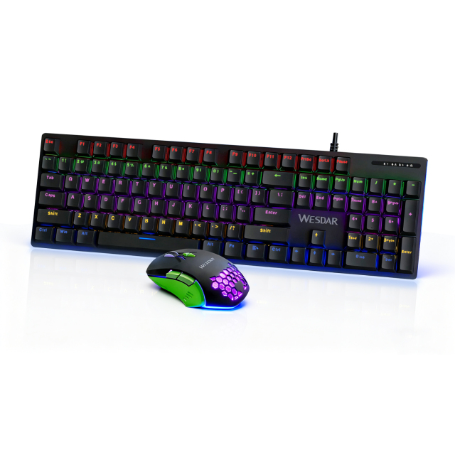 Office Wired Keyboard and Mouse Kits With RBB Light