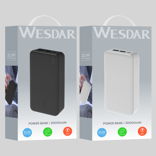 Wesdar 20000mAh Portable Power Bank Support 22.5w Fast Charging