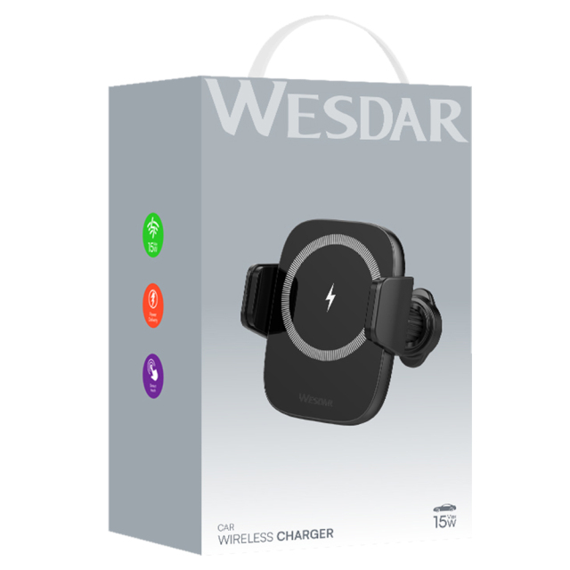 WESDAR 15W Auto-Clamping Magnetic Wireless Car Charger Mount