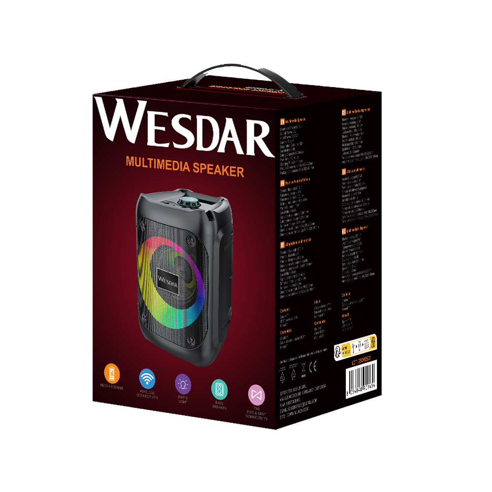 Wireless IPX4  4'' Bluetooth Speakers With RGB Light for Home Party