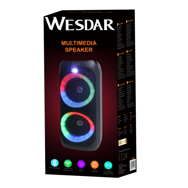 Double Horn Wireless Bluetooth Speakers 10w With RGB Light Strong Bass Sound