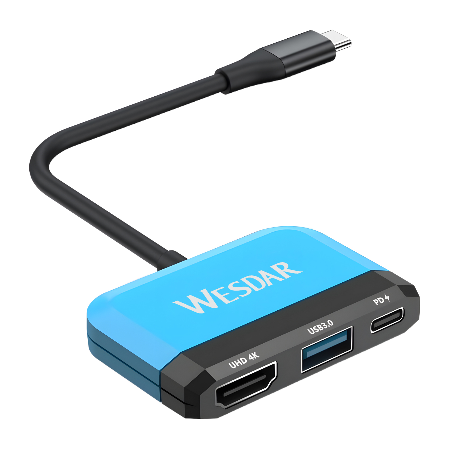 WESDAR 3-in-1 USB-C Hub Adapter – 4K HDMI, USB 3.0,USB-C Dock