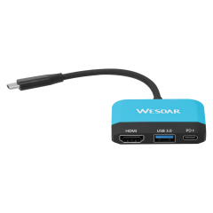 WESDAR 3-in-1 USB-C Hub Adapter – 4K HDMI, USB 3.0,USB-C Dock