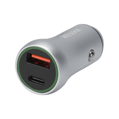 WESDAR 20W Fast Car Charger Adapter - Aluminum Alloy Dual Port (USB-A & Type-C)