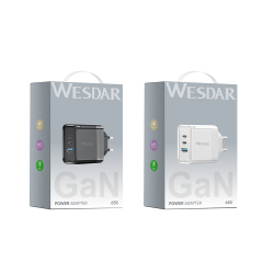 WESDAR 65W GaN Fast Charger with Dual USB-C & USB-A Ports