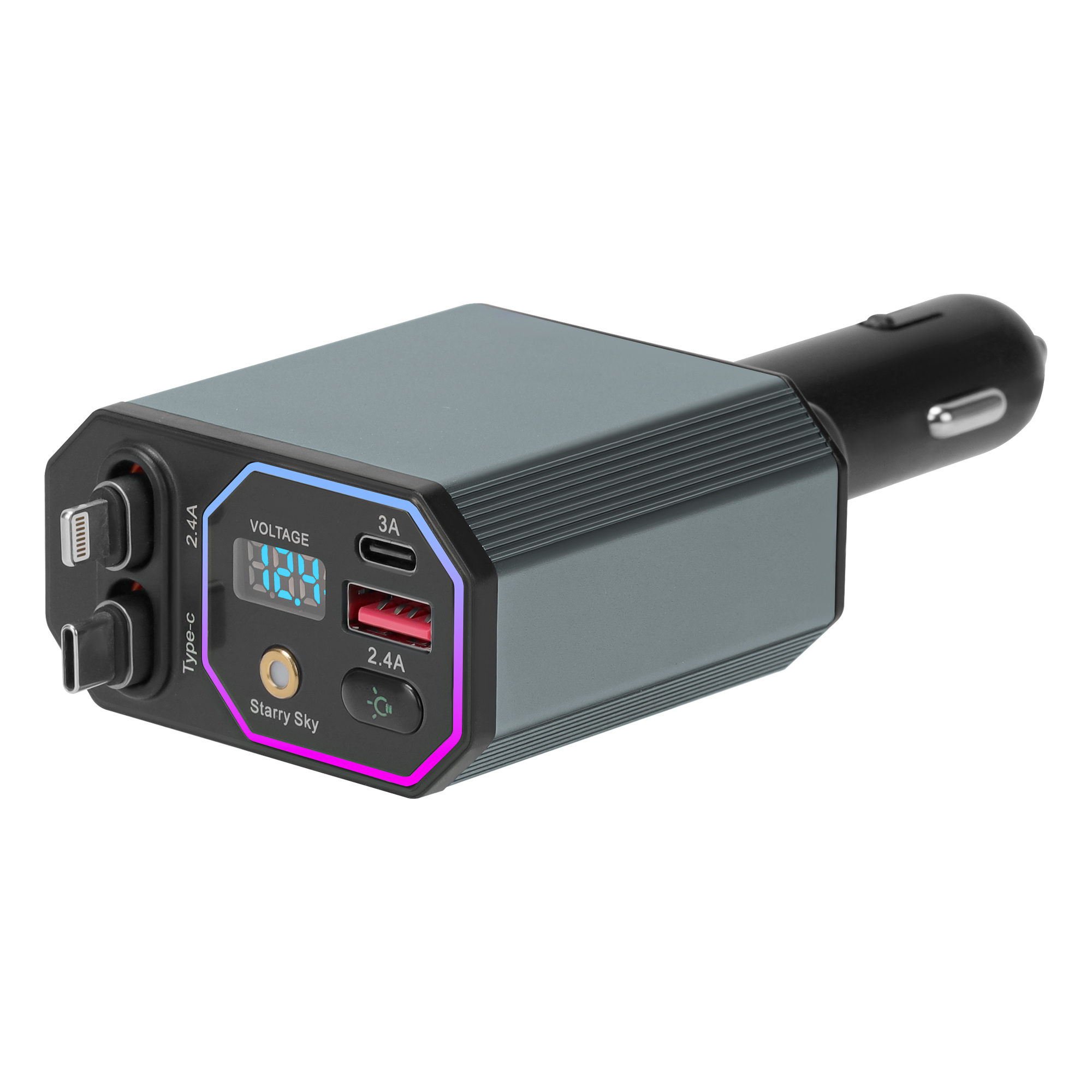 WESDAR 66W Smart Car Charger with LED Display & Galaxy Projection