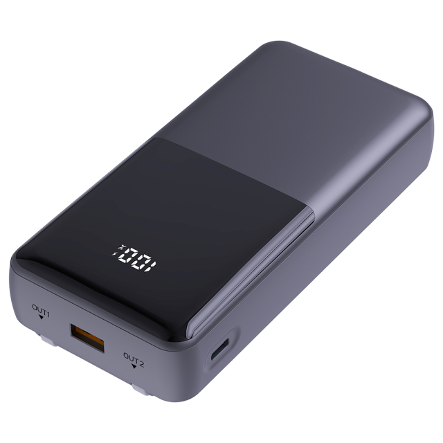 Stylish 20000mAh Power Bank with Digital Display - 22.5W Fast Charging,Built-in Cables