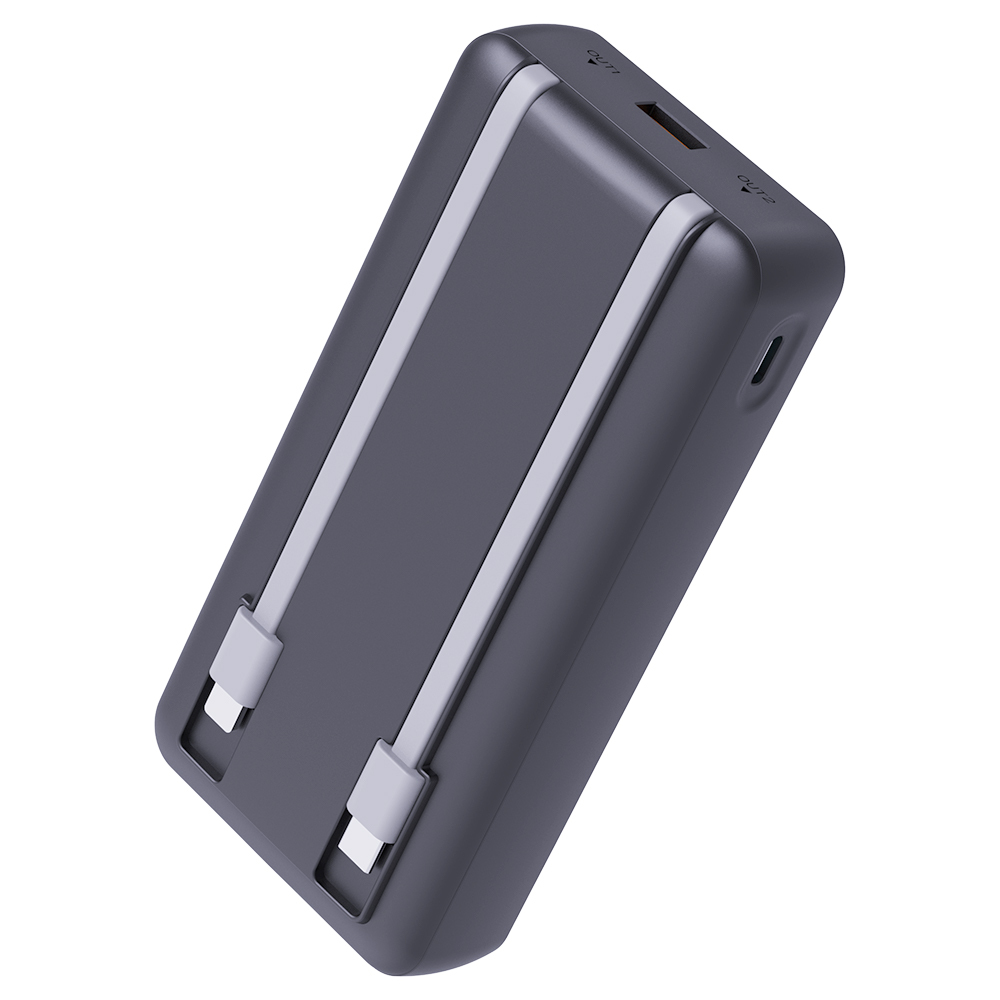 Stylish 20000mAh Power Bank with Digital Display - 22.5W Fast Charging,Built-in Cables
