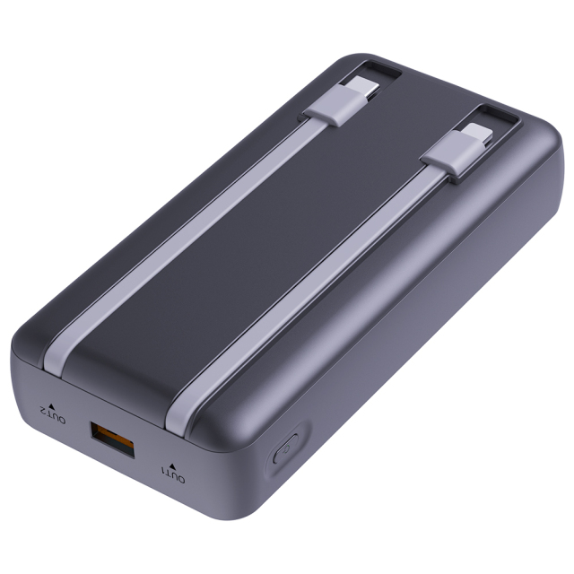 Stylish 20000mAh Power Bank with Digital Display - 22.5W Fast Charging,Built-in Cables