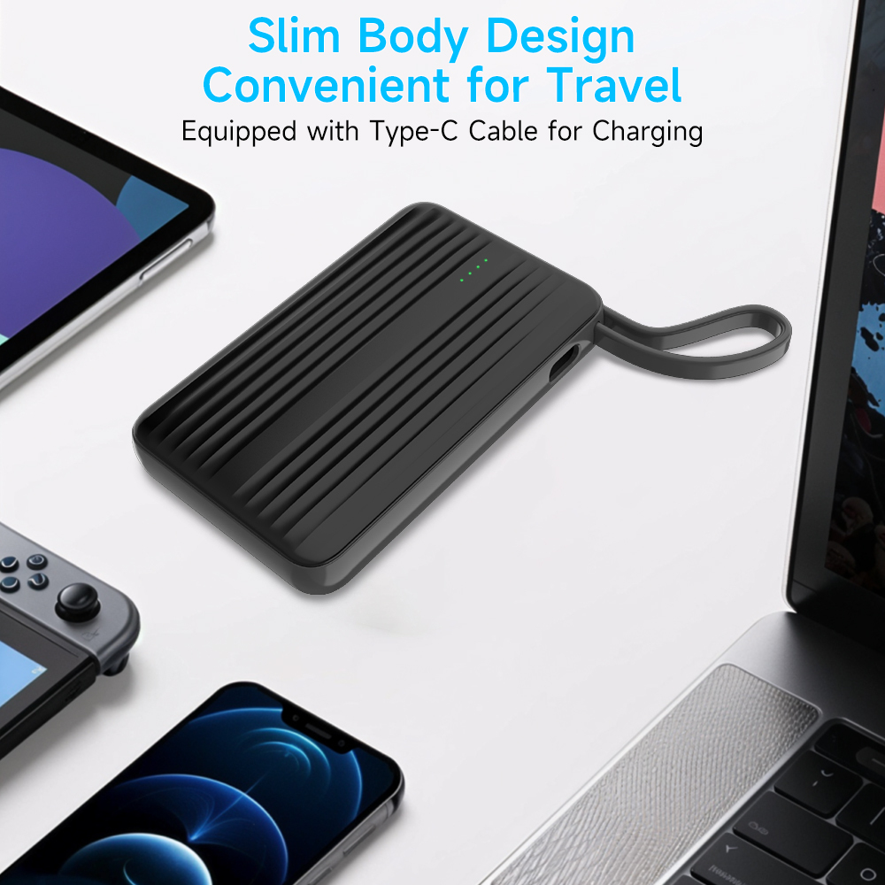 Custom 10000mAh Fast Power Bank with Built-in Type-C Cable ,22.5W Quick Charge