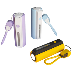 All-in-One Mini Power Bank 5000mAh with Built-in Type-C Cable & Flashlight