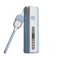 All-in-One Mini Power Bank 5000mAh with Built-in Type-C Cable & Flashlight