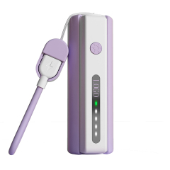 All-in-One Mini Power Bank 5000mAh with Built-in Type-C Cable & Flashlight