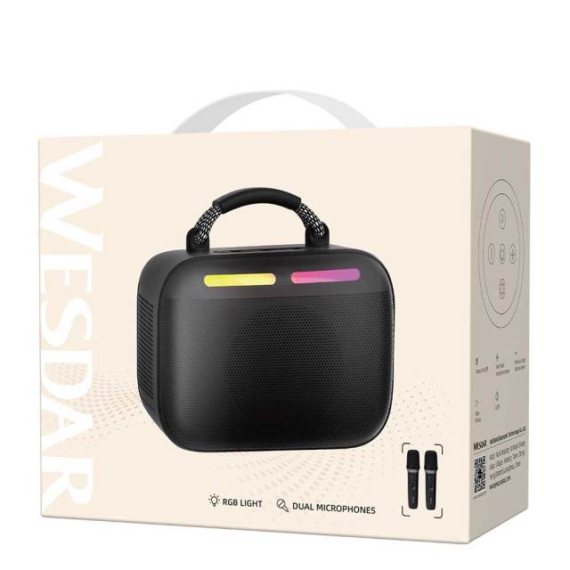 WESDAR Karaoke Party Speaker with Wireless Mics- Bt 5.3,Sound, RGB Lights
