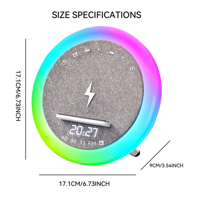 15W Wireless Charging LED Bluetooth Speaker,FM Radio,Soothing White Noise