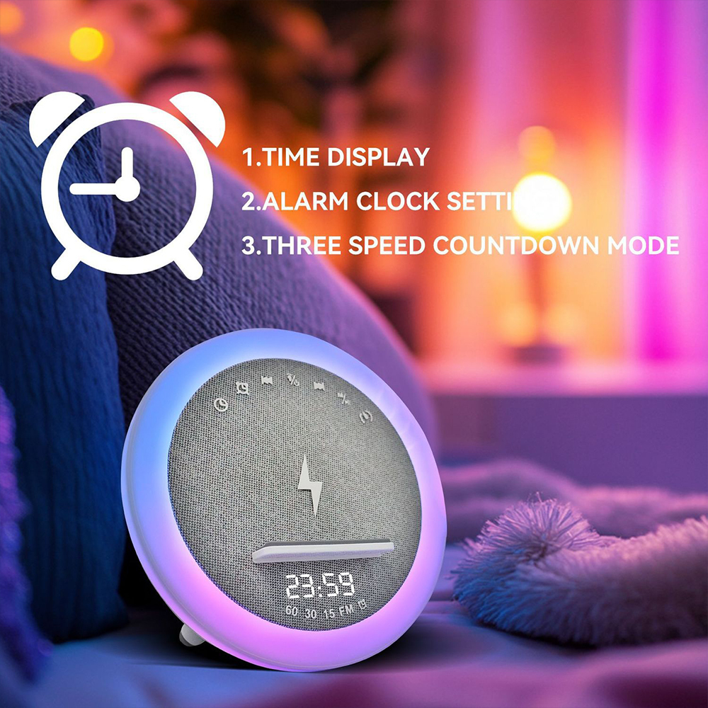15W Wireless Charging LED Bluetooth Speaker,FM Radio,Soothing White Noise